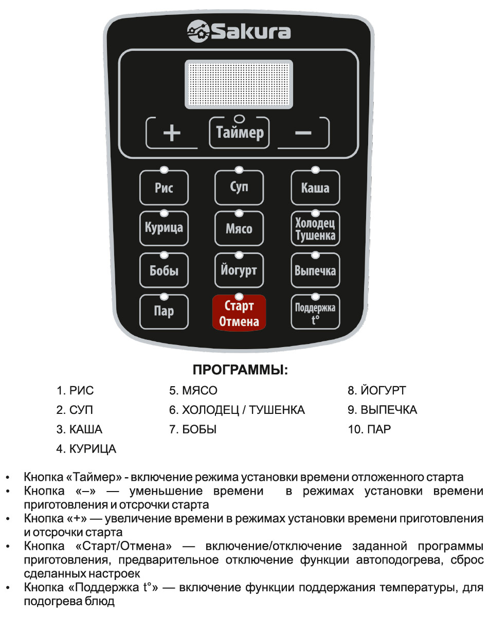 Мультиварка-скороварка SAKURA SA-7764BS